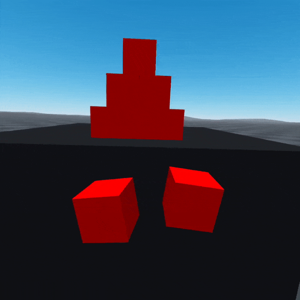 A GIF of virtual blocks on a table being knocked over.